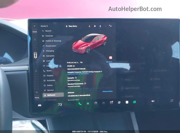 5YJSA1E51PF499449 2023 TESLA MODEL S Red Widok tylnych siedzeń