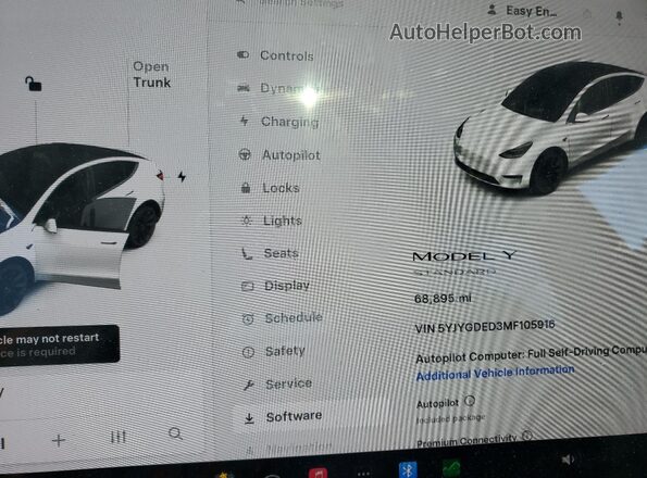 5YJYGDED3MF105916 2021 TESLA MODEL White Widok zestawu wskaźników