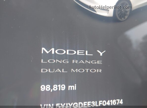 5YJYGDEE3LF041674 2020 TESLA MODEL Y White 