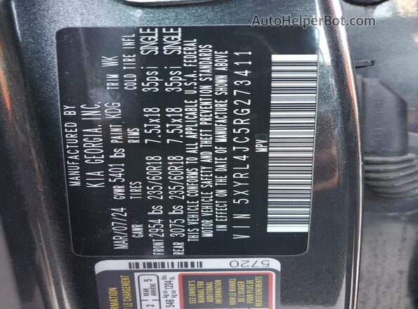 5XYRL4JC5RG273411 2024 KIA SORENTO Gray Vista interior de 360 grados