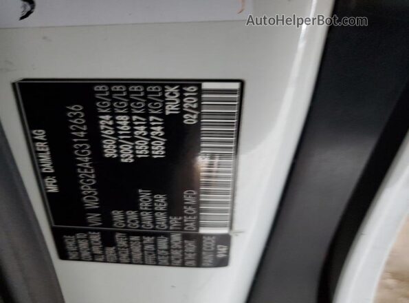 WD3PG2EA4G3142636 2016 MERCEDES-BENZ METRIS Белый Вид наклейки с VIN-кодом