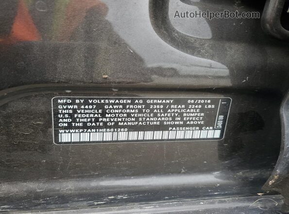 WVWKP7AN1HE501260 2017 VOLKSWAGEN CC Коричневый Вид наклейки с VIN-кодом