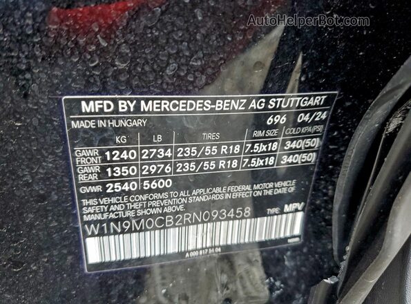 W1N9M0CB2RN093458 2024 MERCEDES-BENZ EQB Черный Панорамный вид салона 360°