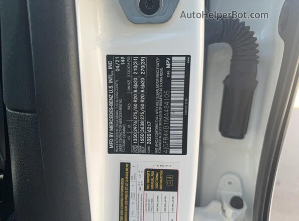 4JGFB4KB1MA484105 2021 MERCEDES-BENZ GLE Белый Вид задней части салона