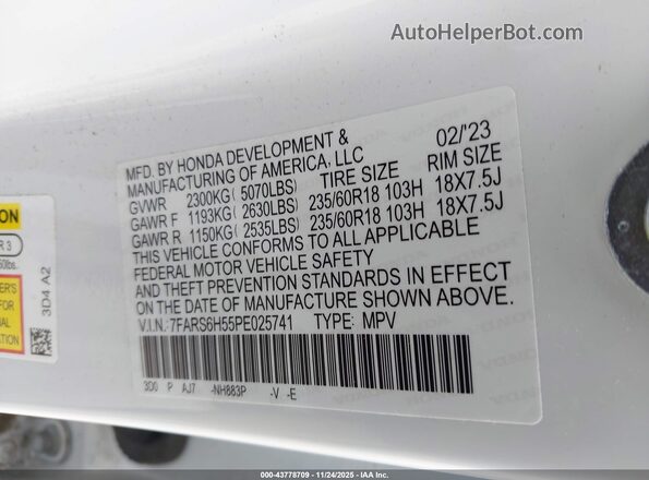 7FARS6H55PE025741 2023 HONDA CR-V HYBRID Белый Вид подкапотного пространства
