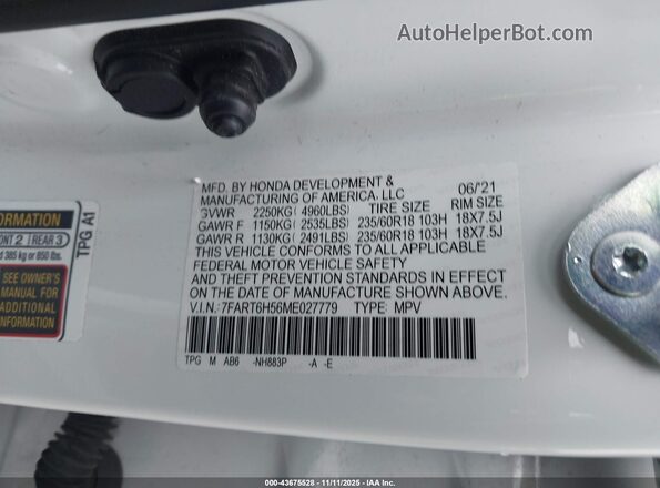 7FART6H56ME027779 2021 HONDA CR-V HYBRID Белый Вид подкапотного пространства