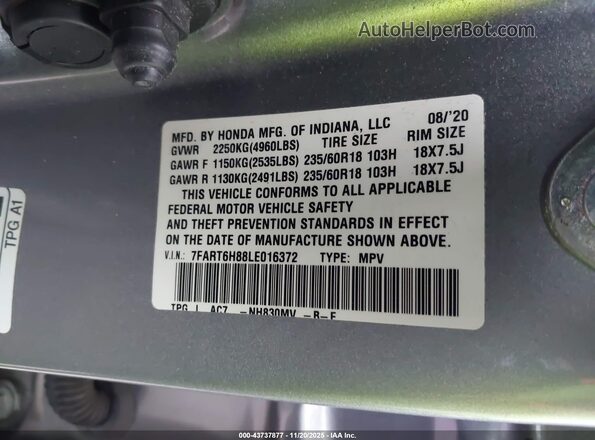 7FART6H88LE016372 2020 HONDA CR-V HYBRID Silver Widok komory silnika