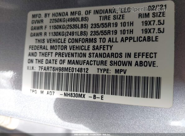 7FART6H98ME014812 2021 HONDA CR-V HYBRID Серебряный Вид подкапотного пространства