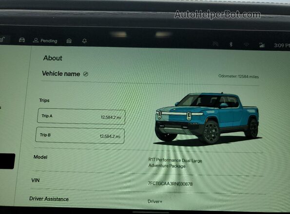 7FCTGCAA3RN030878 2024 RIVIAN R1T Blue Vista del cuadro de instrumentos