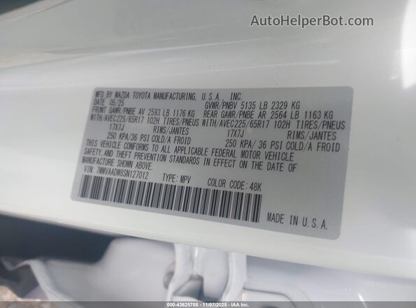 7MMVAADW8SN127012 2025 MAZDA CX-50 HYBRID Белый Вид подкапотного пространства