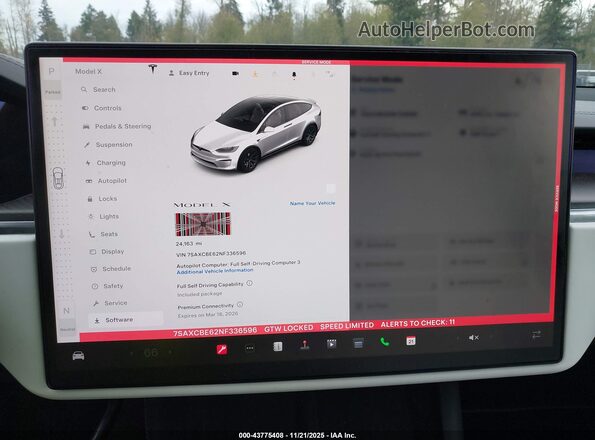 7SAXCBE62NF336596 2022 TESLA MODEL X Белый 