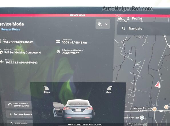 7SAXCBE64SF470022 2025 TESLA MODEL X Серый Вид задних сидений