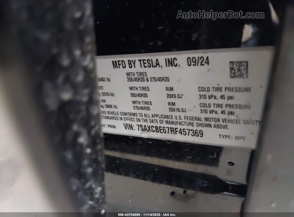 7SAXCBE67RF457369 2024 TESLA MODEL X Черный Вид подкапотного пространства
