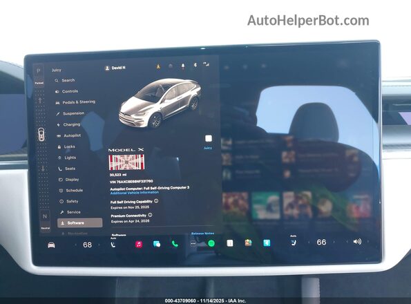 7SAXCBE68NF331760 2022 TESLA MODEL X Белый Вид задних сидений
