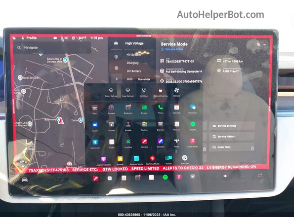 7SAXCDE51TF475103 2026 TESLA MODEL X Белый Панорамный вид салона 360°