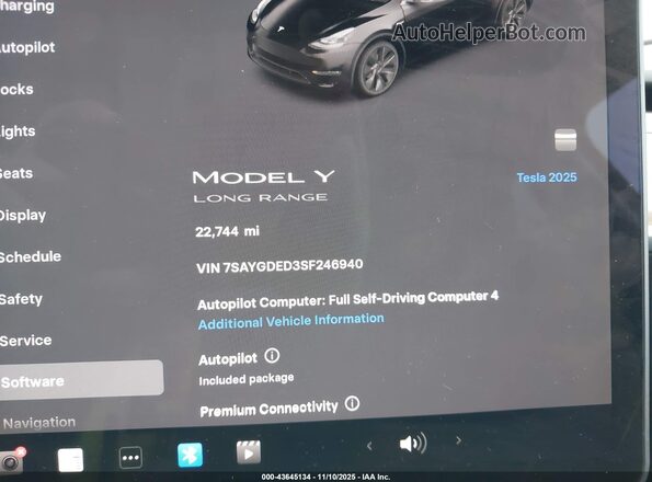 7SAYGDED3SF246940 2025 TESLA MODEL Y Черный Вид задних сидений