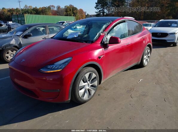7SAYGDEE0NF391625 2022 TESLA MODEL Y Red წინა მარცხენა ხედი სამი მეოთხედიდან