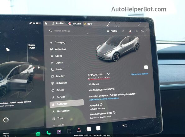 7SAYGDEF7NF554716 2022 TESLA MODEL Y Blue Widok tylnych siedzeń