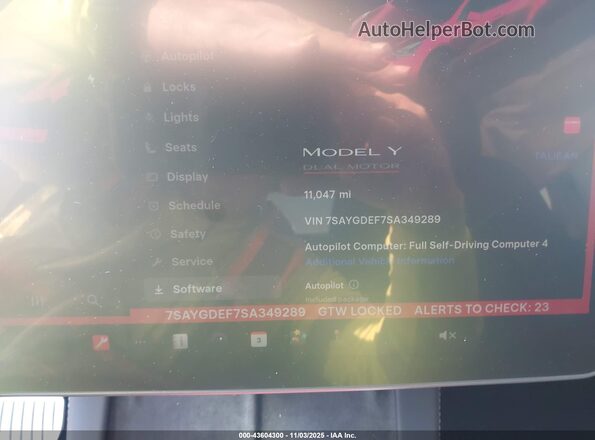 7SAYGDEF7SA349289 2025 TESLA MODEL Y Красный Вид спереди