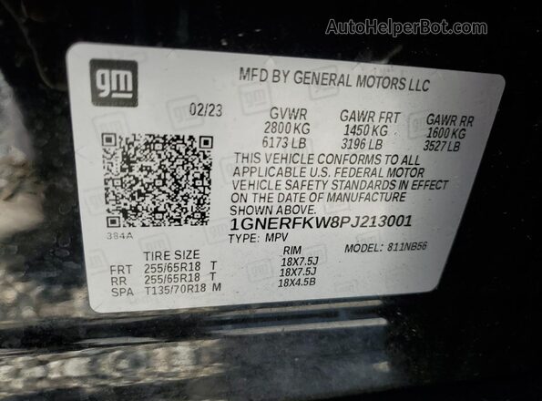 1GNERFKW8PJ213001 2023 CHEVROLET TRAVERSE Черный 