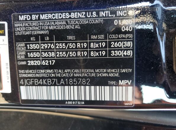 4JGFB4KB7LA185782 2020 MERCEDES-BENZ GLE-CLASS Black Widok wnętrza 360 stopni