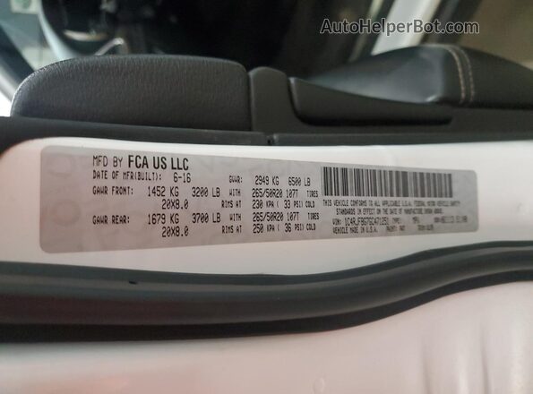 1C4RJFBG7GC471251 2016 JEEP GRAND Белый Панорамный вид салона 360°