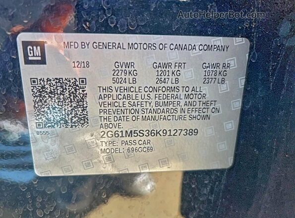 2G61M5S36K9127389 2019 CADILLAC XTS Черный Вид задней части салона