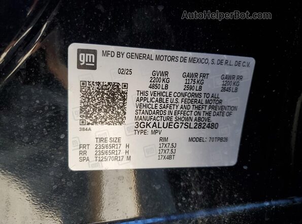 3GKALUEG7SL282480 2025 GMC TERRAIN Black სალონის 360-გრადუსიანი ხედი
