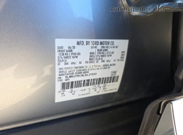 5LM5J7XC8LGL29223 2020 LINCOLN AVIATOR Серебряный Вид задней части салона