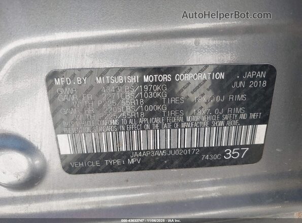 JA4AP3AW5JU020172 2018 MITSUBISHI OUTLANDER SPORT Серый Вид подкапотного пространства