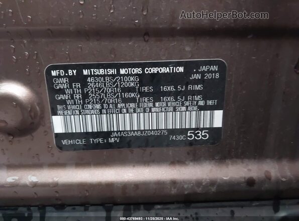 JA4AS3AA8JZ040275 2018 MITSUBISHI ECLIPSE CROSS Gray Vista del compartimento del motor