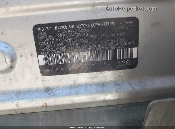 JA4AS4AA0LZ037329 2020 MITSUBISHI ECLIPSE CROSS Серебряный Вид подкапотного пространства