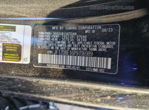 JF1ZDBE16P9706989 2023 SUBARU BRZ Black Вид наклейки з VIN-кодом