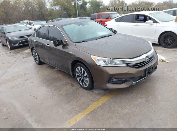 JHMCR6F52HC017593 2017 HONDA ACCORD HYBRID Коричневый Передняя правая четверть