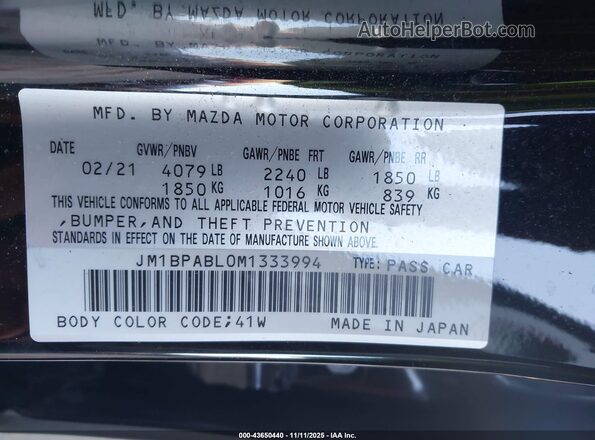 JM1BPABL0M1333994 2021 MAZDA 3 Черный Вид подкапотного пространства