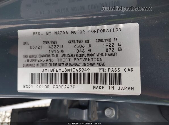 JM1BPBML8M1343949 2021 MAZDA 3 Серый Вид подкапотного пространства