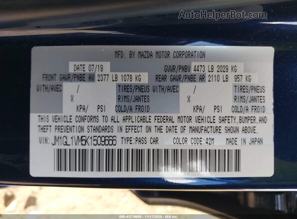 JM1GL1VM5K1509666 2019 MAZDA 6 Dark Blue Вид подкапотного пространства