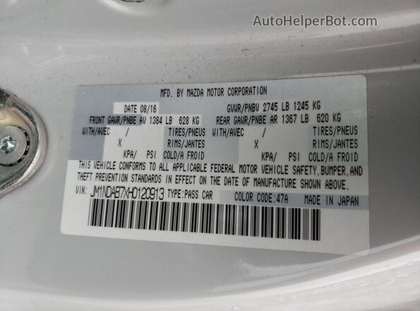 JM1NDAB7XH0120913 2017 MAZDA MX-5 Белый Вид подкапотного пространства