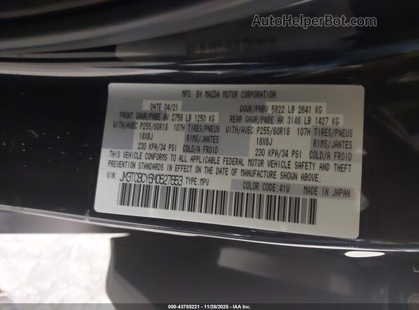 JM3TCBCY6M0527653 2021 MAZDA CX-9 Black Widok komory silnika