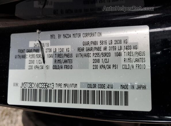 JM3TCBCYXK0336413 2019 MAZDA CX-9 Black Вид наклейки з VIN-кодом