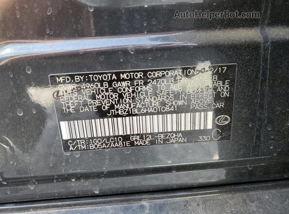 JTHBZ1BL6HA010841 2017 LEXUS GS Серый Вид наклейки с VIN-кодом