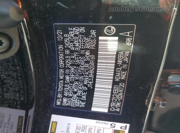 JTHE3JBH8N2049169 2022 LEXUS UX Black Vista del compartimento del motor