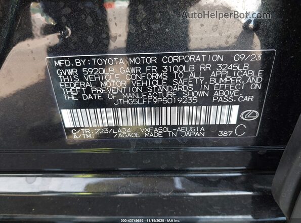 JTHG5LFF9P5019235 2023 LEXUS LS 500 Черный Вид подкапотного пространства