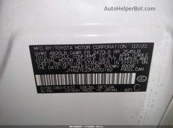 JTHGZ1E23P5032182 2023 LEXUS IS 350 Белый Вид подкапотного пространства