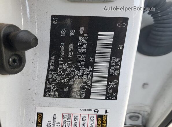 JTJAM7BX4M5297419 2021 LEXUS GX Белый Вид наклейки с VIN-кодом