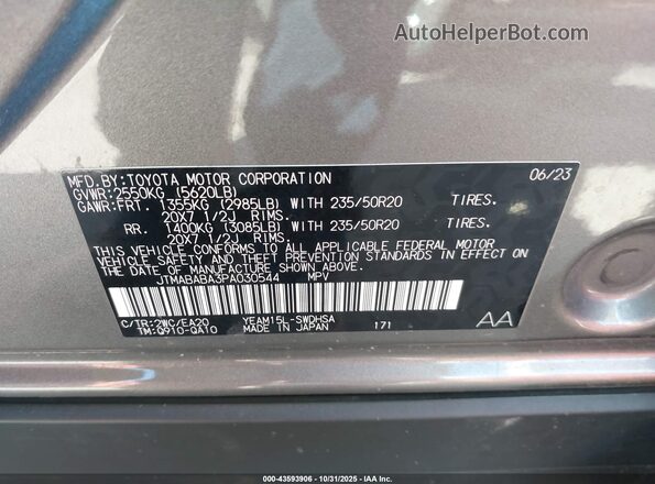 JTMABABA3PA030544 2023 SUBARU SOLTERRA Серый Вид подкапотного пространства