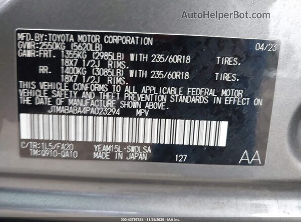 JTMABABA4PA023294 2023 SUBARU SOLTERRA Gray Widok komory silnika