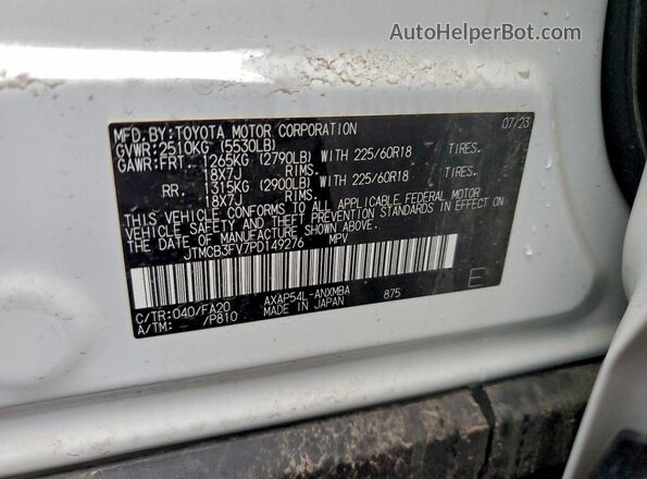 JTMCB3FV7PD149276 2023 TOYOTA RAV4 White Widok naklejki z numerem VIN