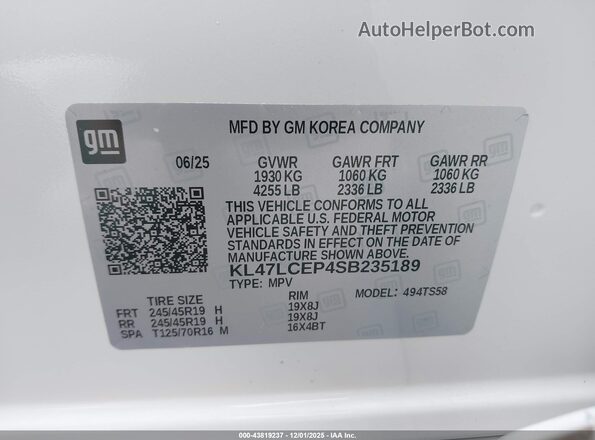 KL47LCEP4SB235189 2025 BUICK OTHER Белый Вид подкапотного пространства