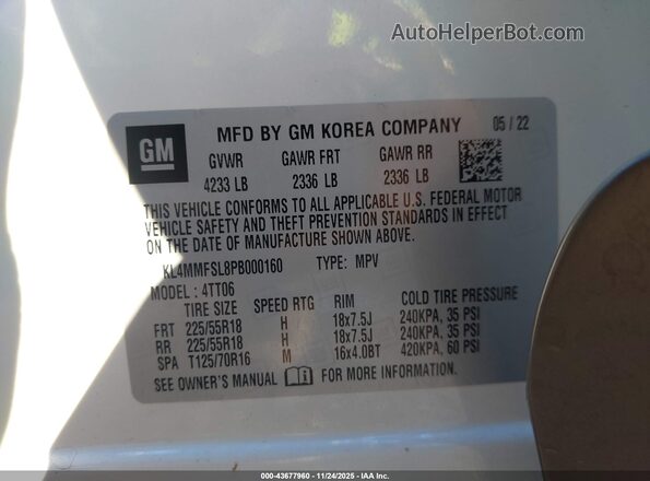 KL4MMFSL8PB000160 2023 BUICK ENCORE White Вид підкапотного простору